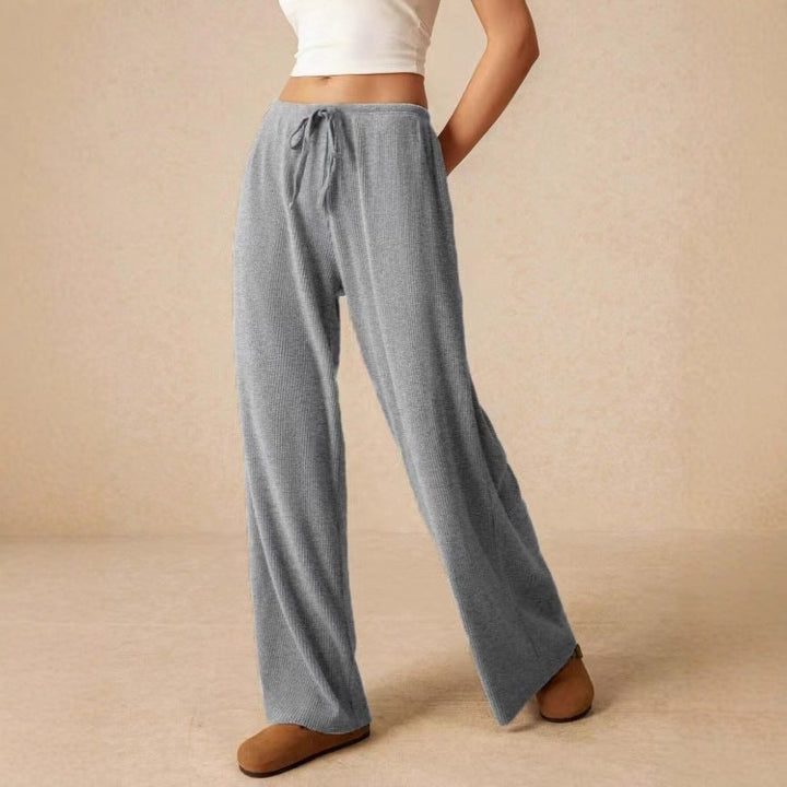 Damen weite Baumwoll-Haremshose mit hoher Taille und praktischem Kordelzug Drune