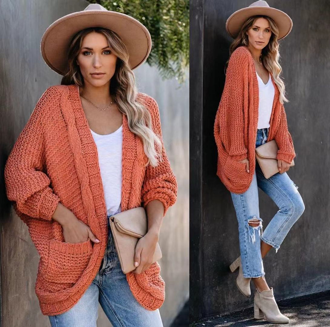 Damen Grobstrickjacke mit offenen Taschen und lässigem Schnitt Drune