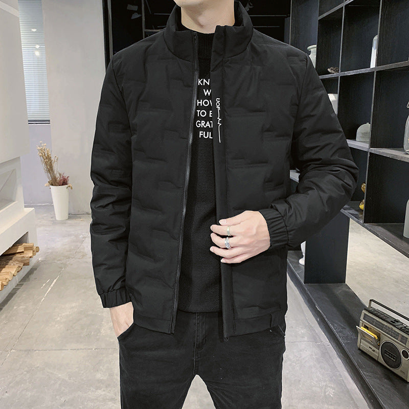 Herren Stehkragen-Steppjacke mit geometrischer Steppung und elastischen Bündchen Drune