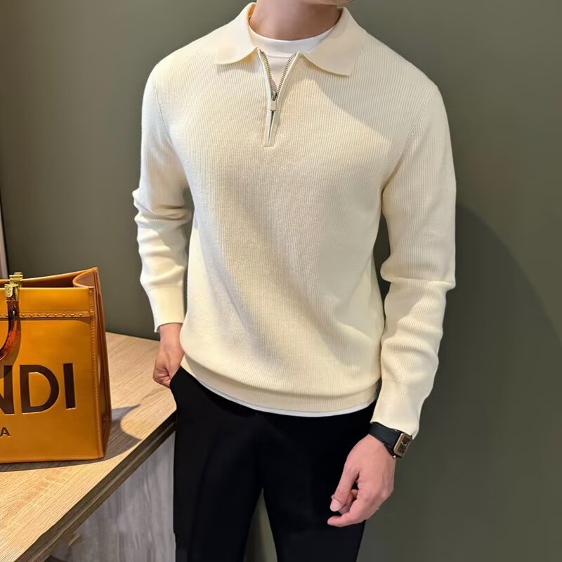 Herren Elegantes Pullover mit Stehkragen und Reißverschluss Drune