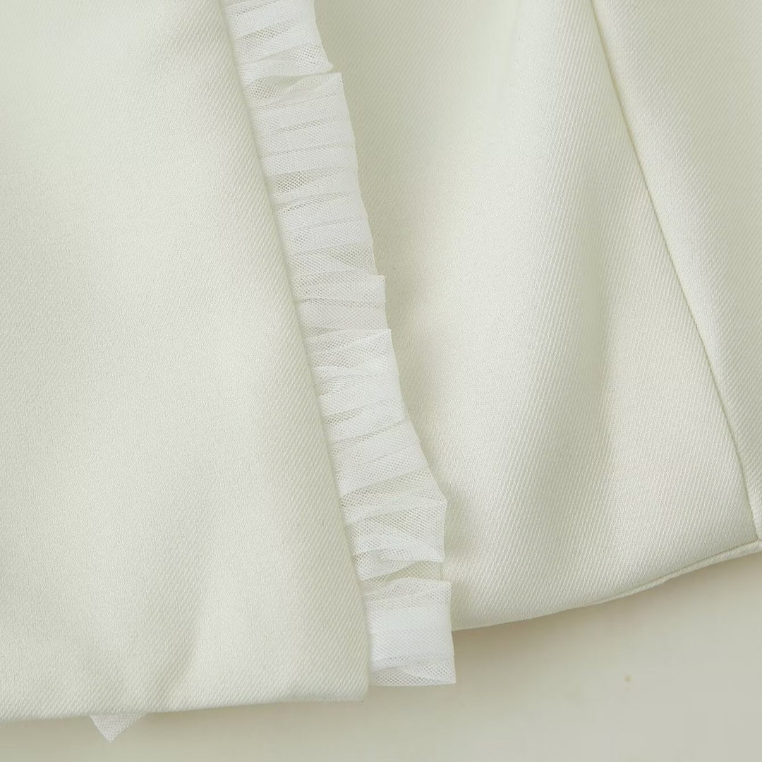 Damen Kurz-Bolerojacke mit Rüschensaum und Plissée‑Manschetten Drune