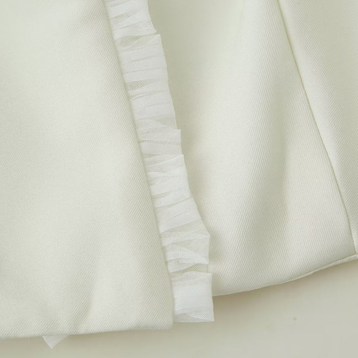 Damen Kurz-Bolerojacke mit Rüschensaum und Plissée‑Manschetten Drune