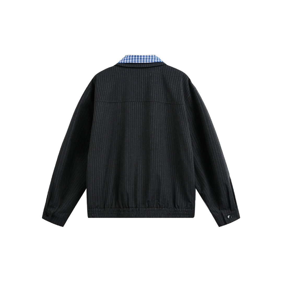 Herren Boxy-Blousonjacke aus Nadelstreifenstoff mit kontrastierendem Hemdkragen Drune