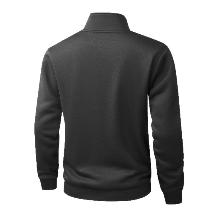Herren Melierte Reißverschluss-Fleecejacke mit Stehkragen, wärmender Struktur & Kontrastzipper Drune