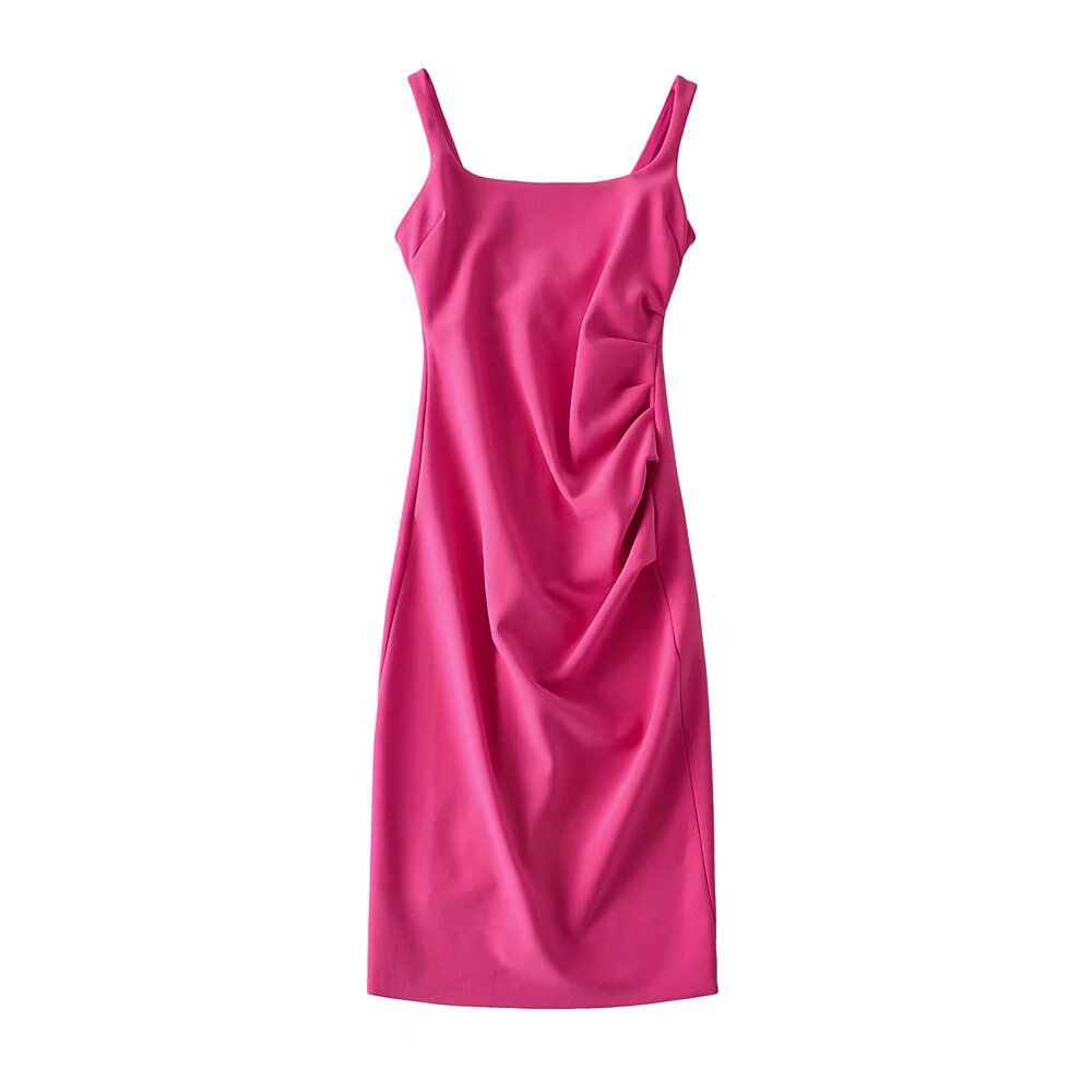 Damen figurbetontes Midi-Kleid mit elegantem Rüschendetail Drune