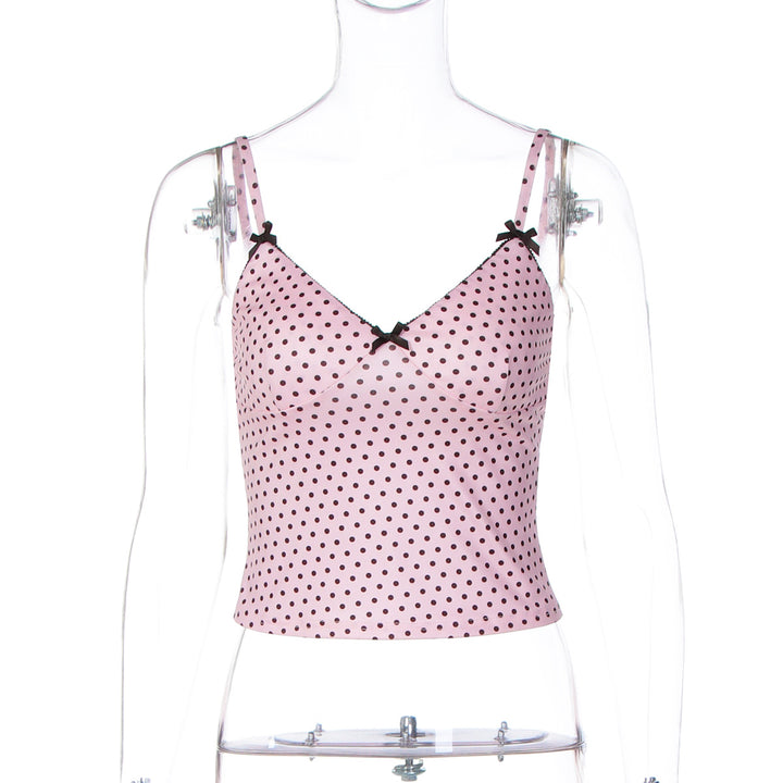 Damen Trägertop mit verspieltem Punktedesign und zarten Schleifen Drune