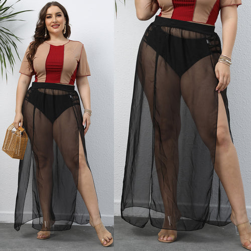Damen transparenter Maxirock Drune
