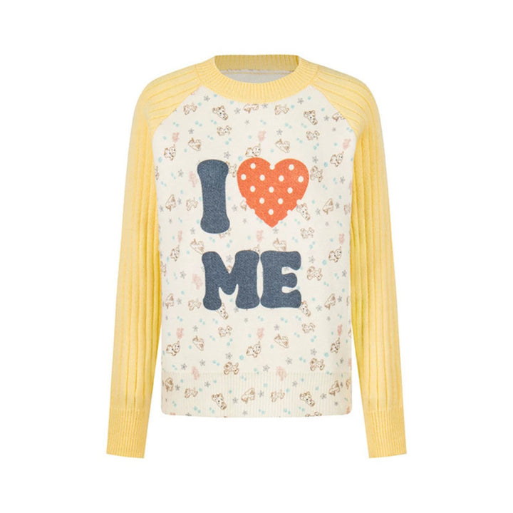 Damen Feinstrick-Pullover mit Applikations-Statement, gerippten Raglanärmeln und Mini-Print Drune