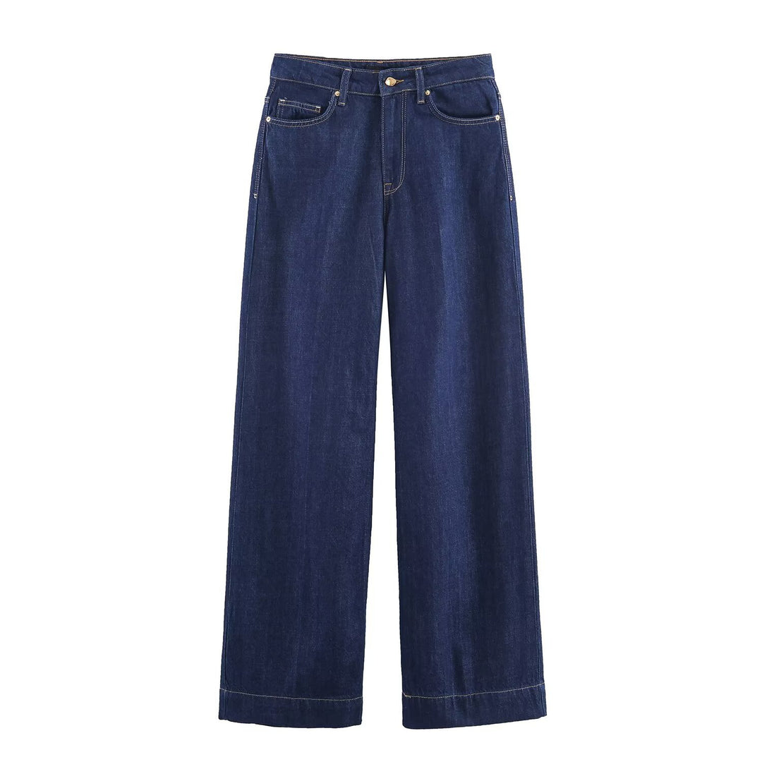 Damen 70+ hochgeschnittene Wide‑Leg Jeanshose mit hoher Taille und lässiger Culotte‑Silhouette Drune
