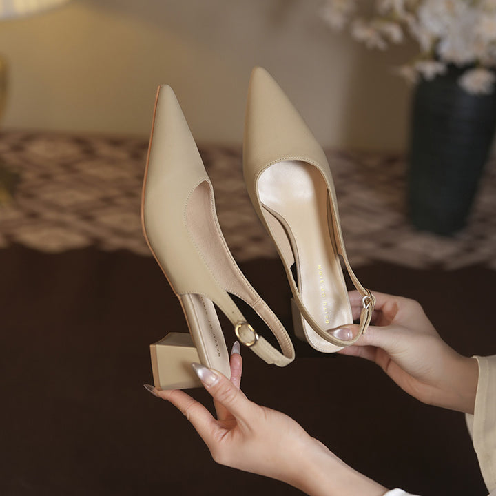 Damen Slingback Blockabsatz-Pumps mit elegantem Spitzenausschnitt-Design Drune