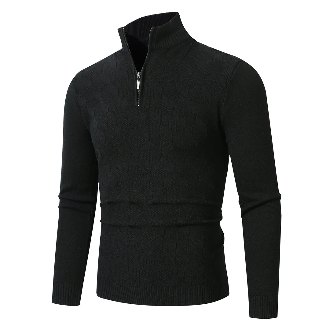 Herren modischer Strickpullover mit halbem Reißverschluss und strukturiertem Design Drune