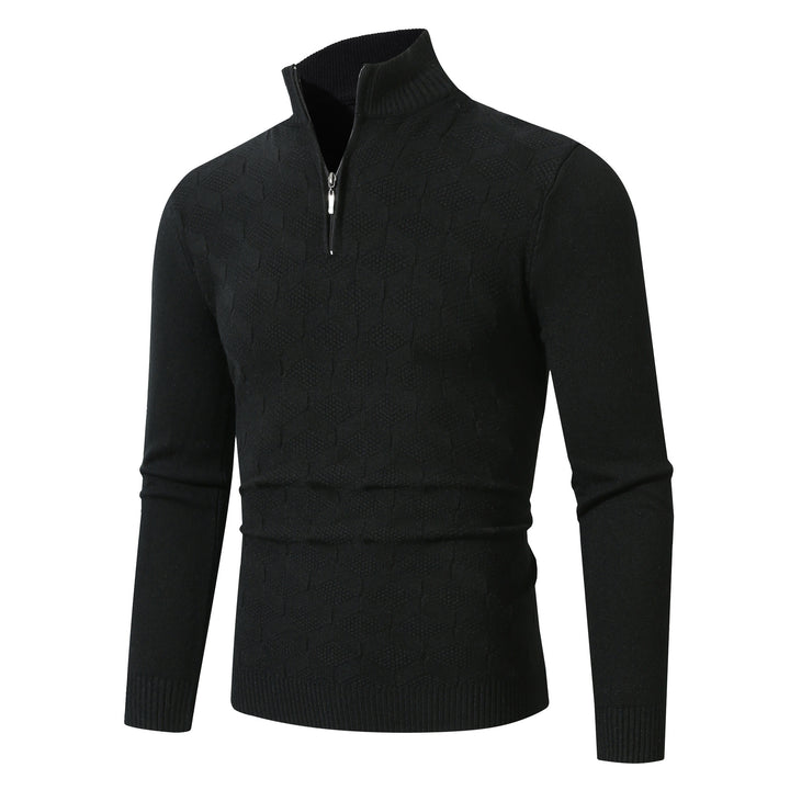 Herren modischer Strickpullover mit halbem Reißverschluss und strukturiertem Design Drune