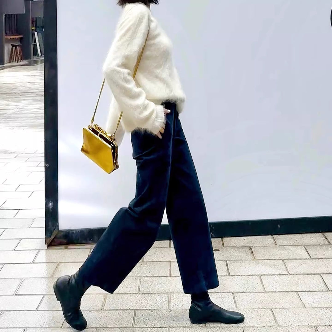 Damen Hochtaillierte Samt-Culotte mit weitem Bein und dezenten Eingrifftaschen Drune