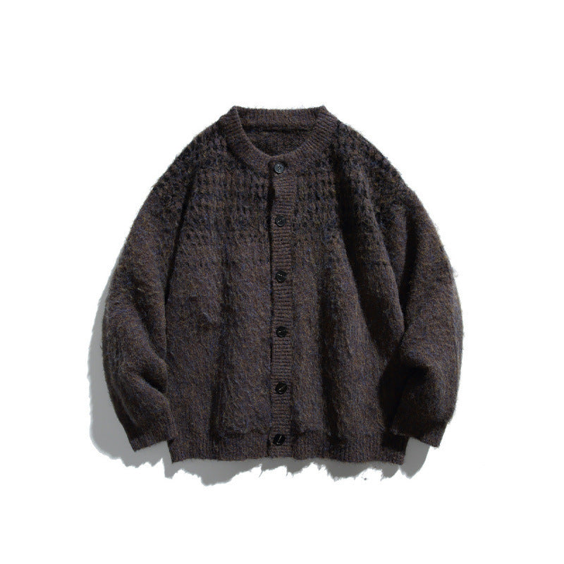 Damen Grobgestrickte Oversize-Cardigan mit Mohair-Optik und Rundhalsausschnitt Drune