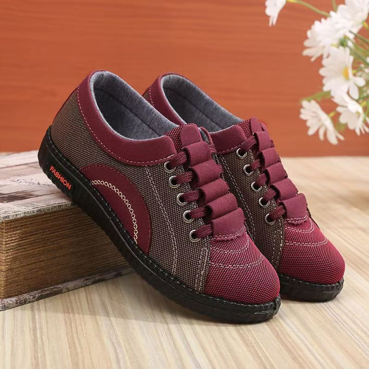 Damen modische Freizeit-Sneaker mit elastischen Schnürsenkeln Drune
