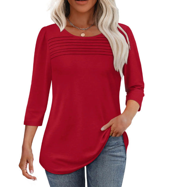 Damen Elegant geschnittenes Oberteil mit gerafften Details Drune