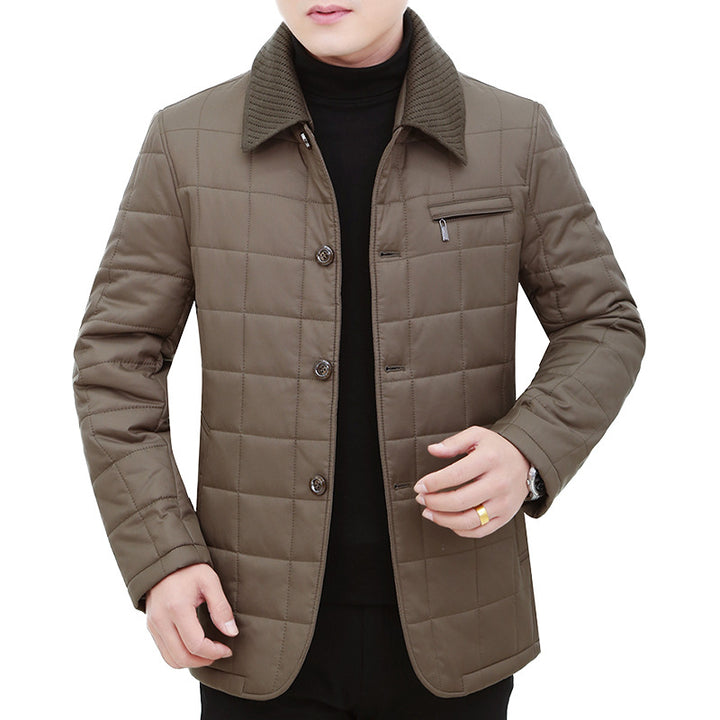 Herren Steppjacke mit Boxsteppung, Cordkragen und Brust-Reißverschlusstasche Drune