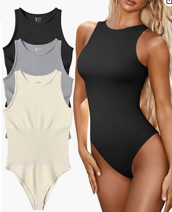 Damen nahtloser Badesuit mit sportlichem Schnitt und rippstrukturiertem Design Drune
