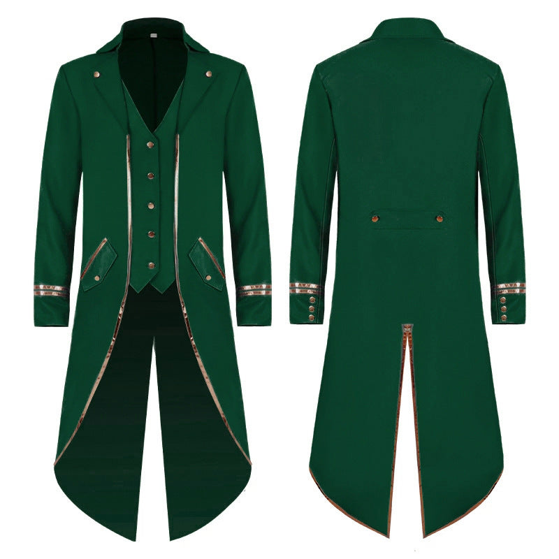 Damen nan langer taillierter Blazer-Mantel mit goldener Kettendetail und einreihigem Verschluss Drune