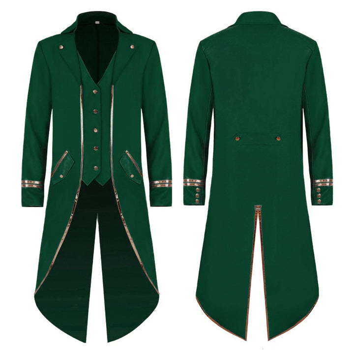 Damen nan langer taillierter Blazer-Mantel mit goldener Kettendetail und einreihigem Verschluss Drune