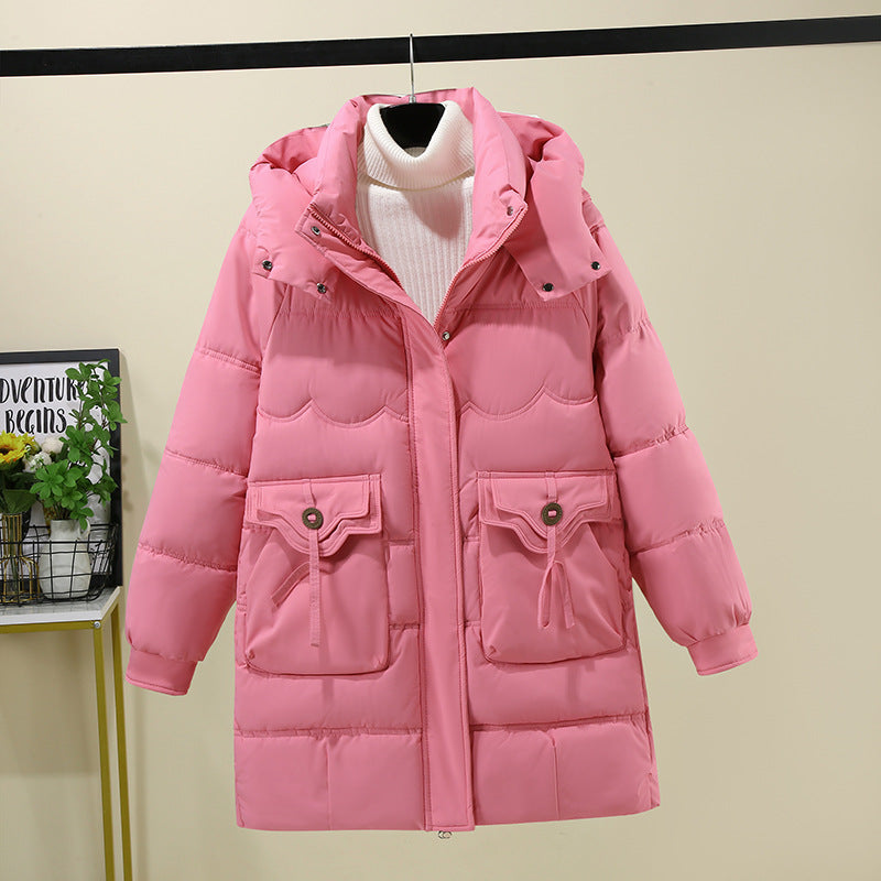 Damen Lange Pufferjacke mit praktischem Kapuzenkragen und großen Taschen Drune