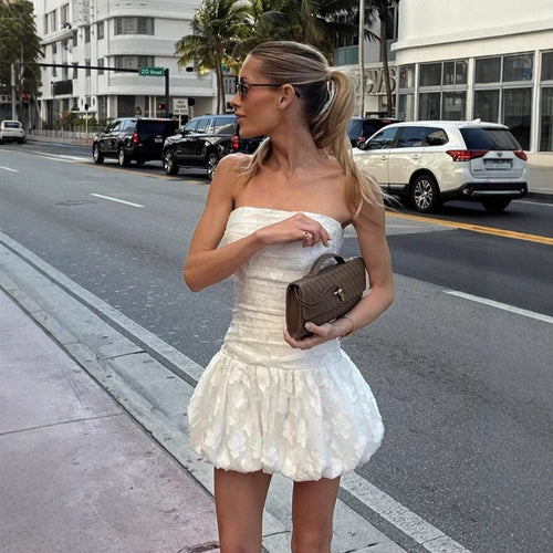 Damen Mini-Ballkleid mit ärmellosem Design und voluminösem Rock Drune