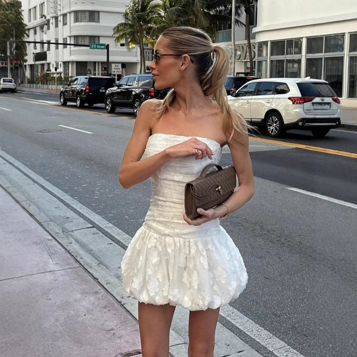 Damen kurzer, eleganter Rüschentop Drune