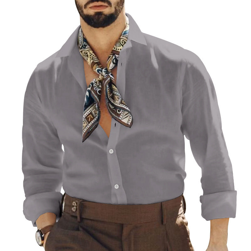 Herren Elegantes Hemd mit modischem Halstuch Drune