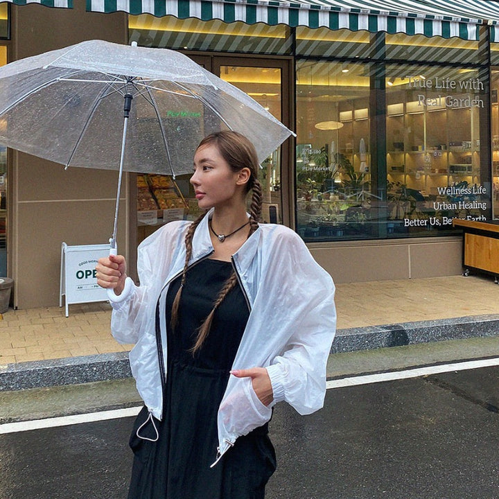 Damen transparente Windjacke mit Reißverschluss Drune