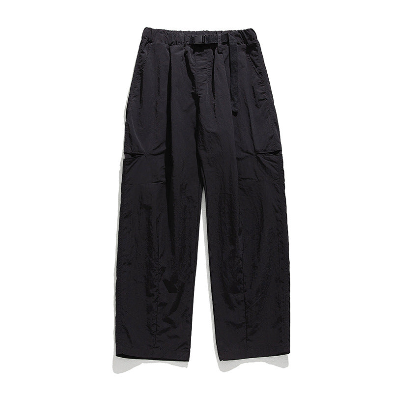 Unisex Leichte Nylon‑Plissé‑Freizeit‑Hose mit elastischem Tunnelzugbund und integriertem Gurtband Drune