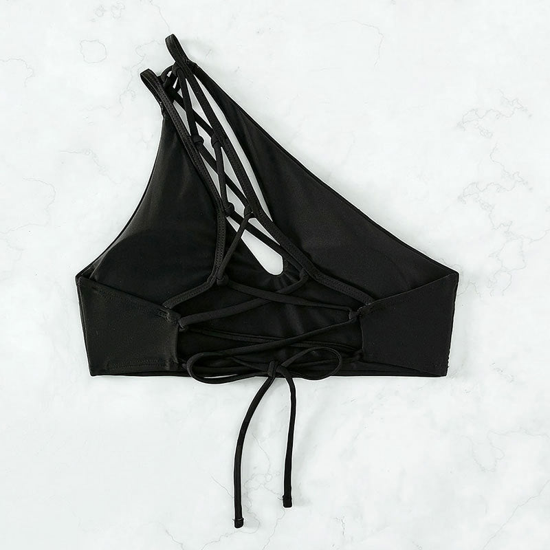 Damen Cropped Badeoberteil mit asymmetrischem Design und elegantem Cut-Out Drune