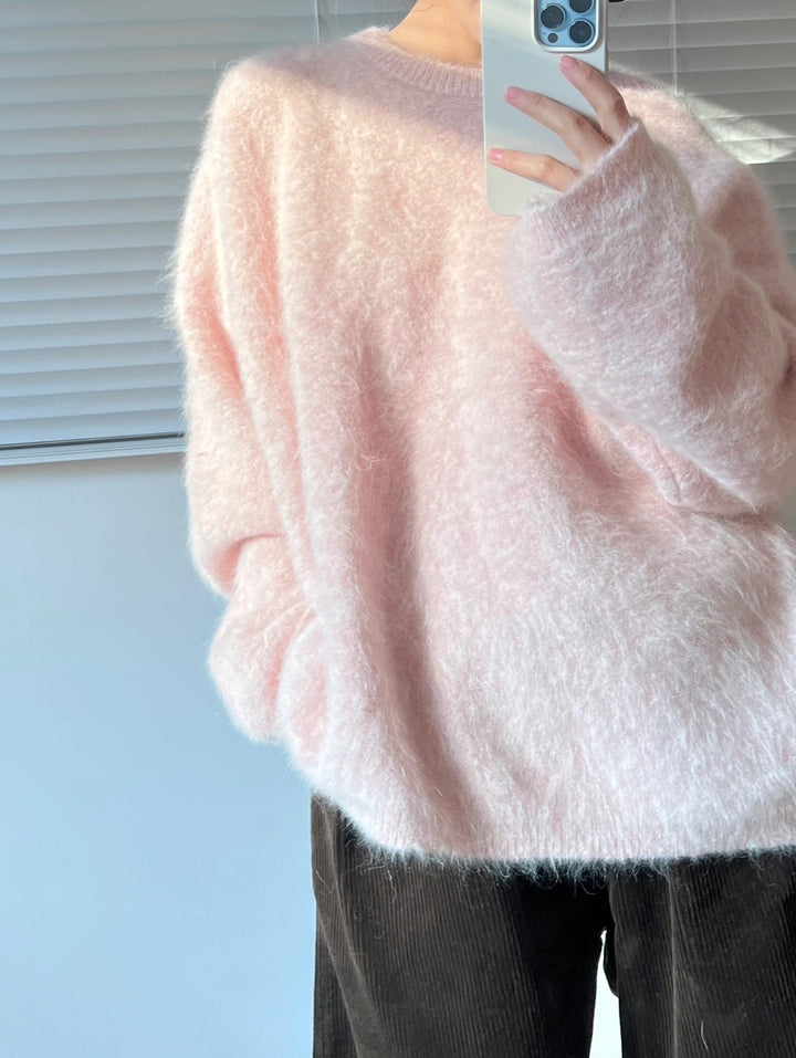 Damen Flauschiger Oversize-Pullover im Angora-Look mit kastiger Silhouette Drune