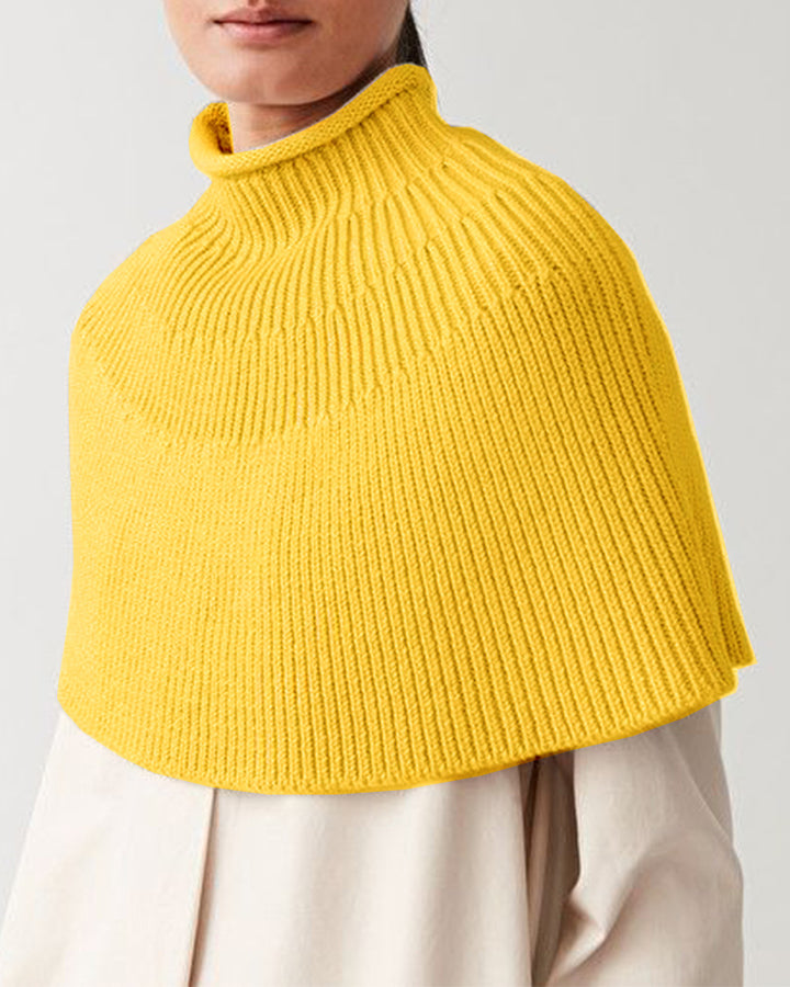 Damen Strick-Cape mit hohem Kragen und feiner Rippstruktur Drune