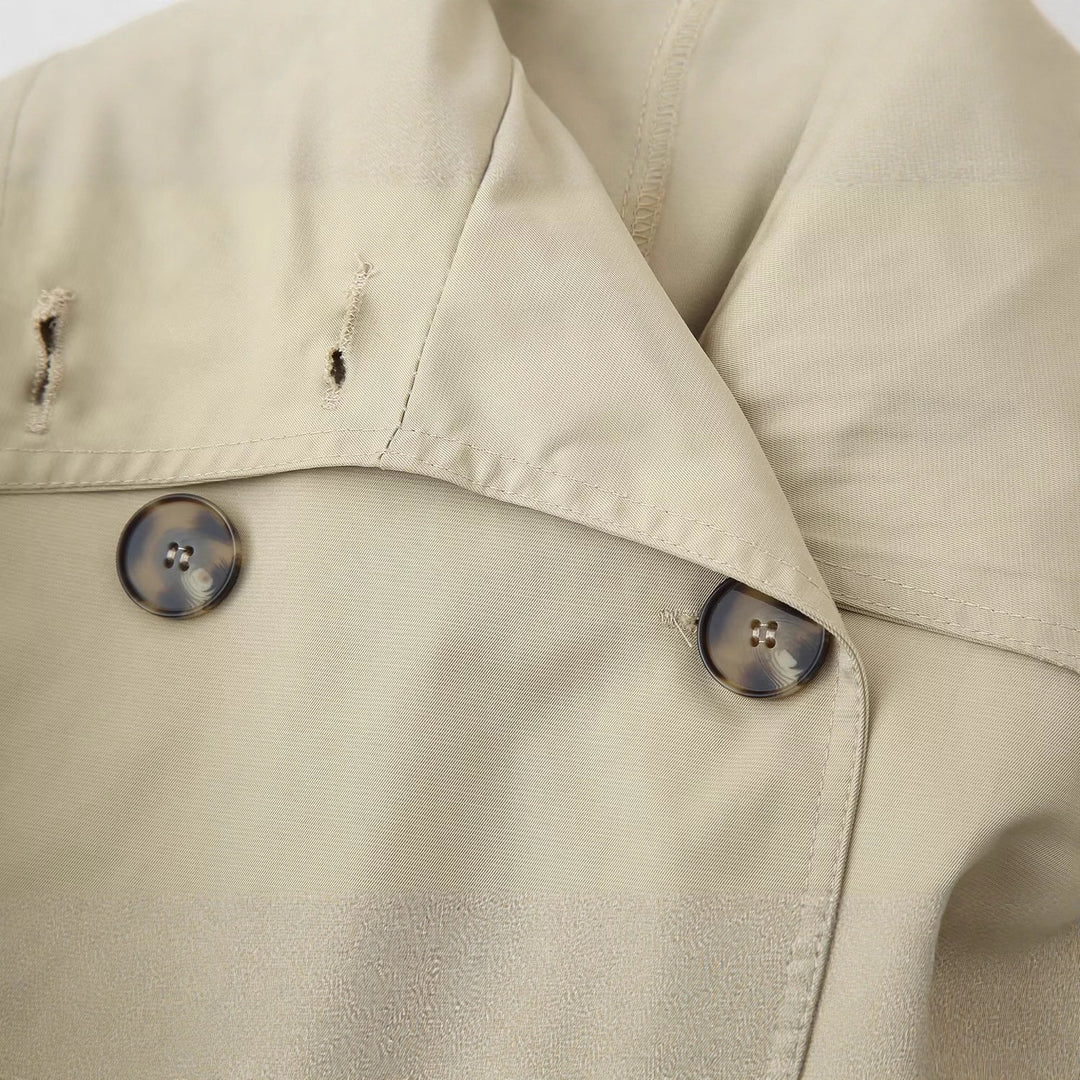 Damen modische Trenchcoatjacke mit breitem Revers und Gürteldetail Drune