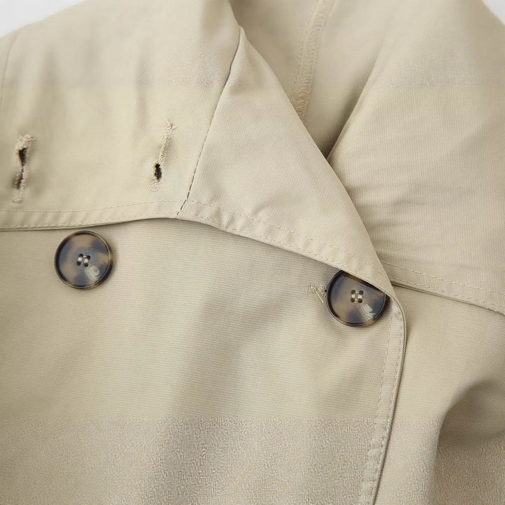 Damen modische Trenchcoatjacke mit breitem Revers und Gürteldetail Drune