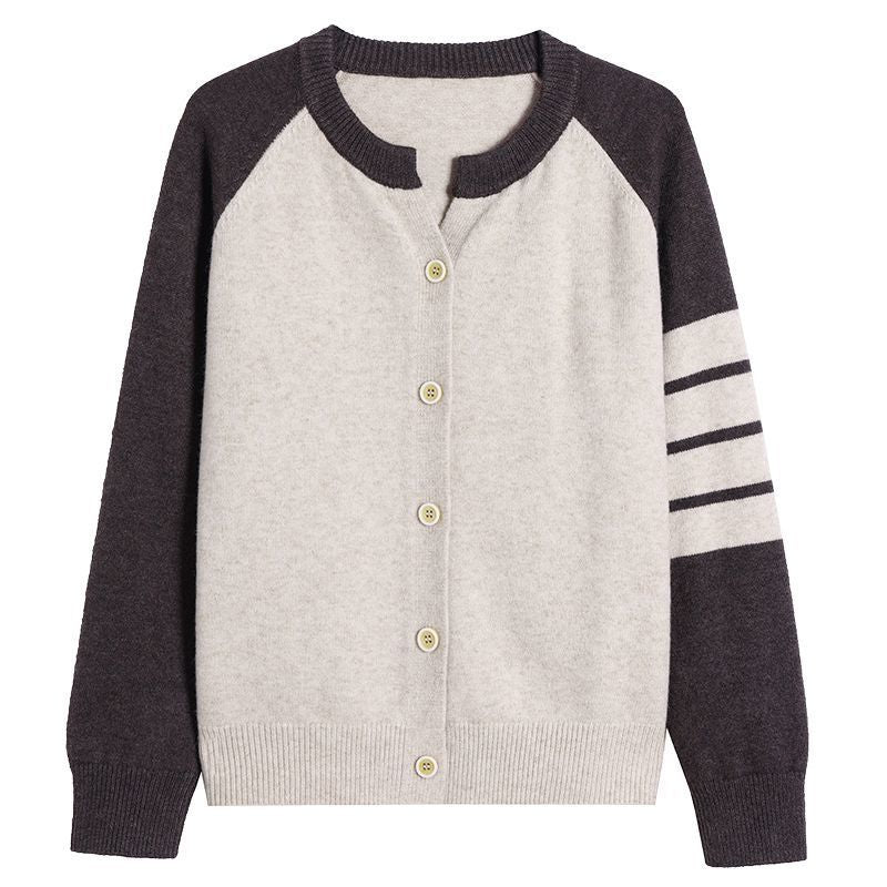 Damen Cardigan mit Farbkontrasten und Knopfdetails Drune