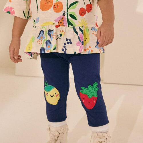 Mädchen Leggings mit fröhlichen Obst-Applikationen Drune