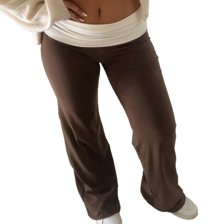 Damen nan weiche Yoga-Loungehose mit umklappbarem Bund und weitem Bein Drune