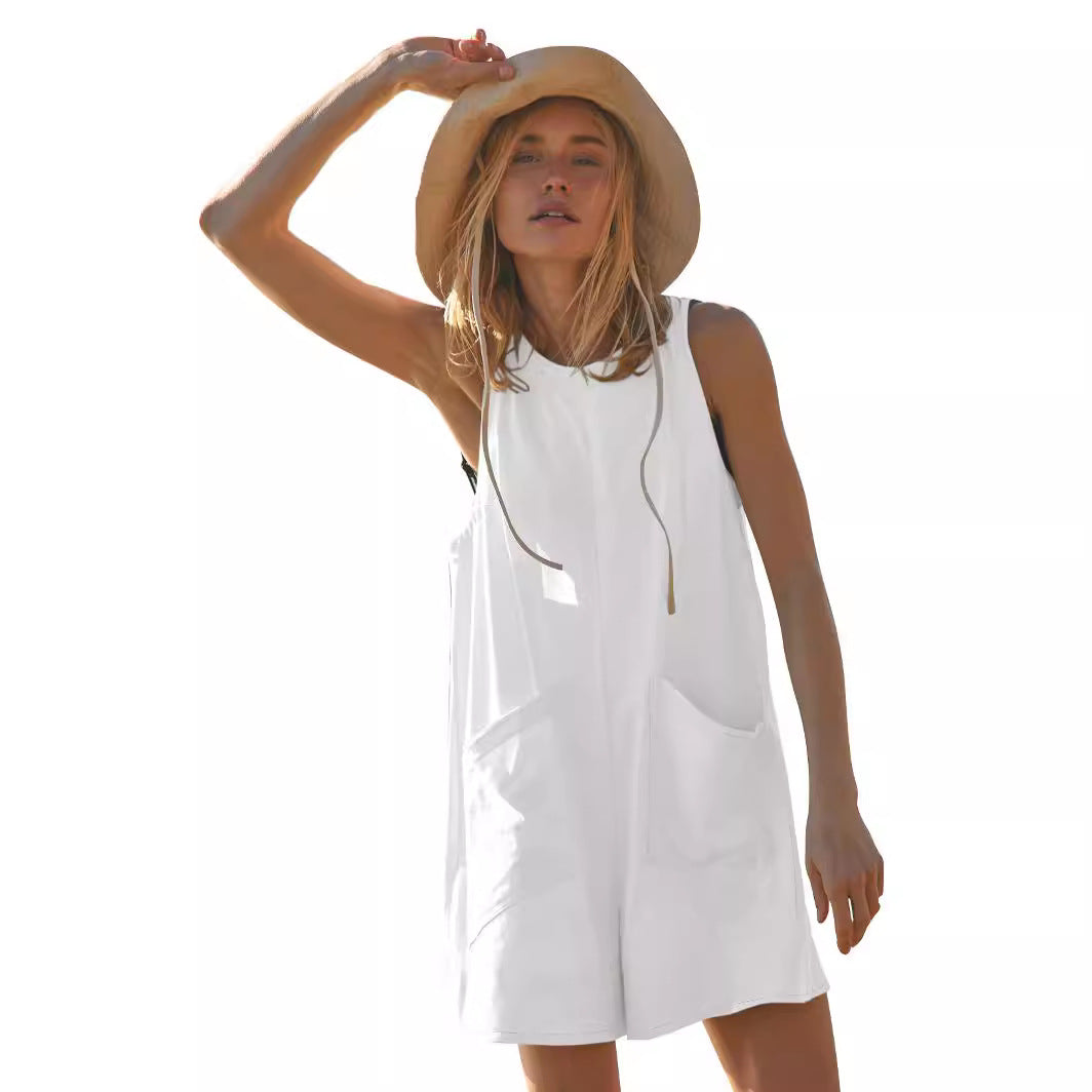 Damen lässiges Sommerkleid mit praktischen Taschen Drune