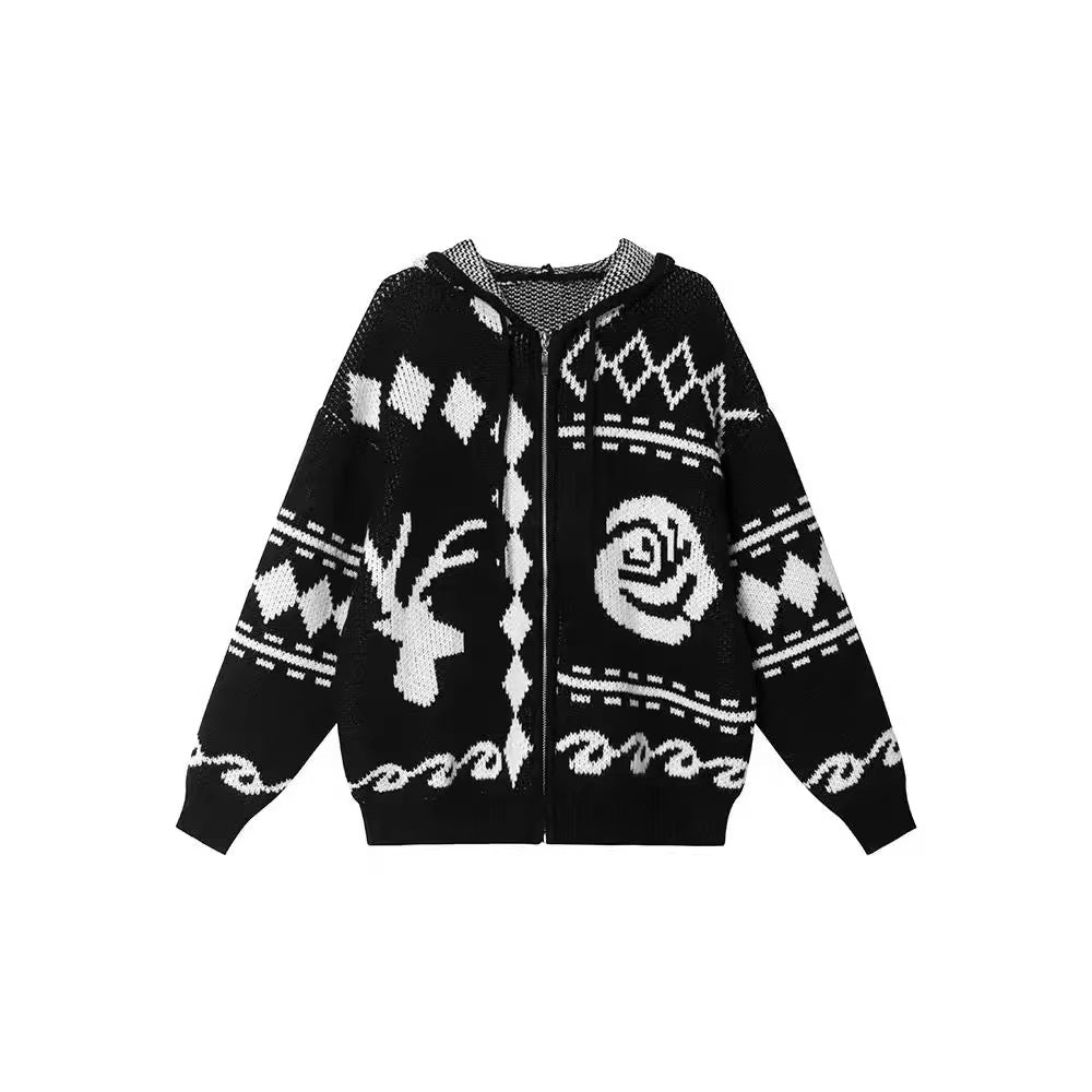 Damen Strickjacke mit grafischem Muster und komfortabler Passform Drune