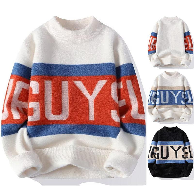 Damen Kuscheliger Grobstrickpullover mit auffälligem Schriftzug Drune