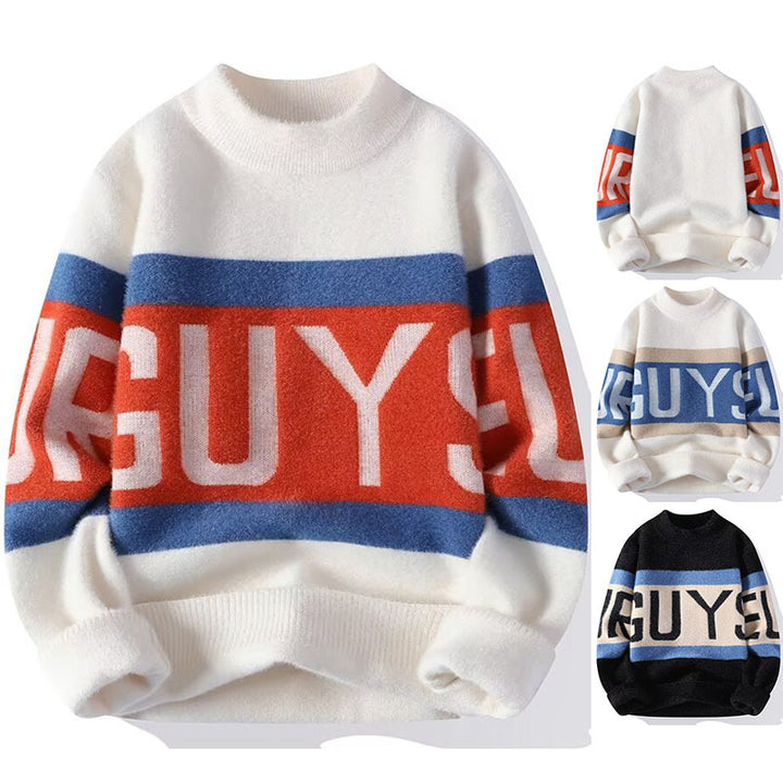 Damen Kuscheliger Grobstrickpullover mit auffälligem Schriftzug Drune