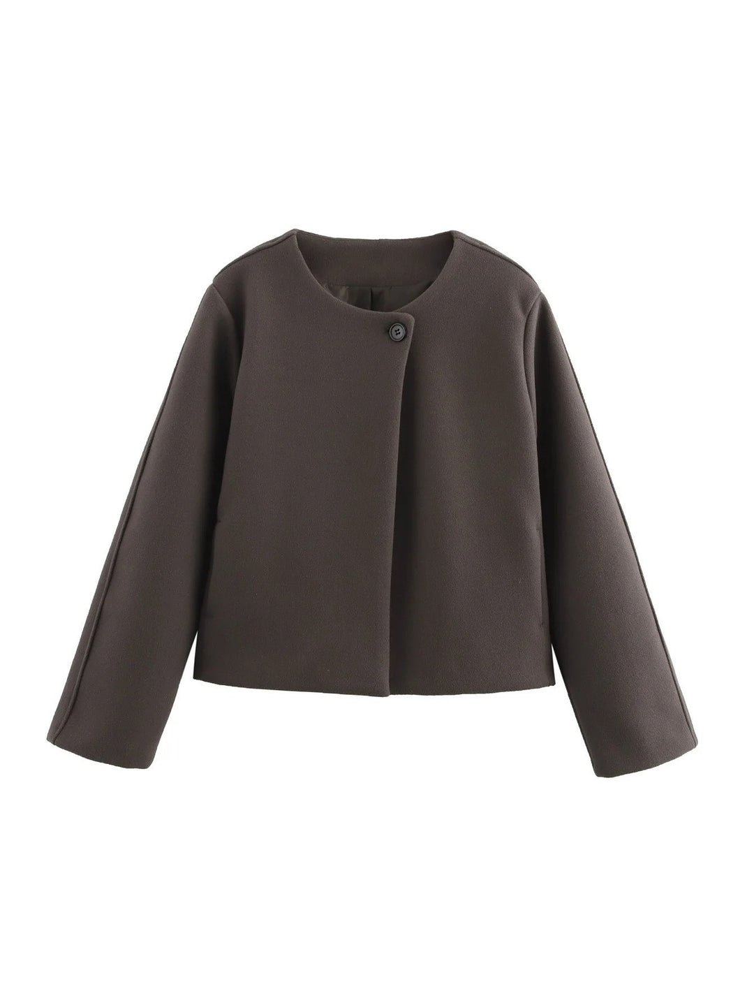 Damen elegante Kurzjacke im minimalistischen Design mit praktischem Knopf Drune