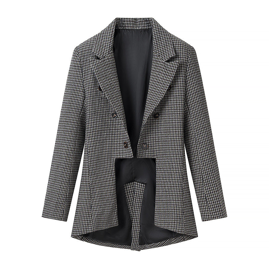 Damen Hahnentritt-Blazer mit Schwalbenschwanz-Detail und taillierter Silhouette Drune