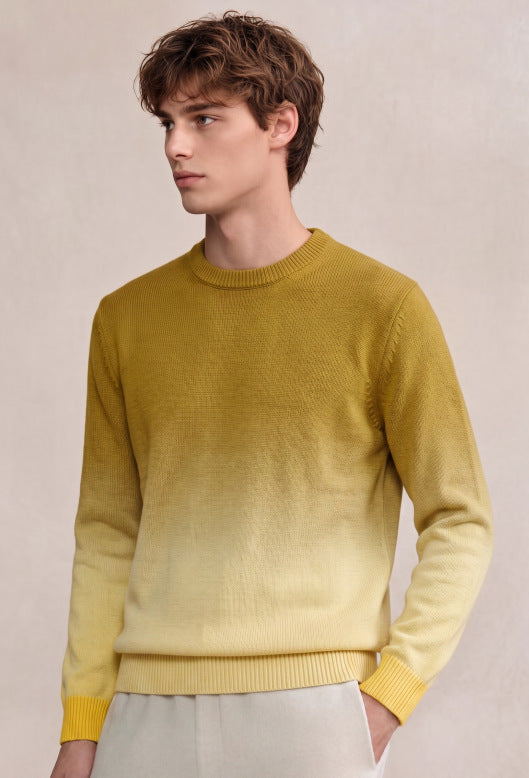 Herren Feinstrick-Pullover mit Dip-Dye-Effekt und Rundhalsausschnitt Drune