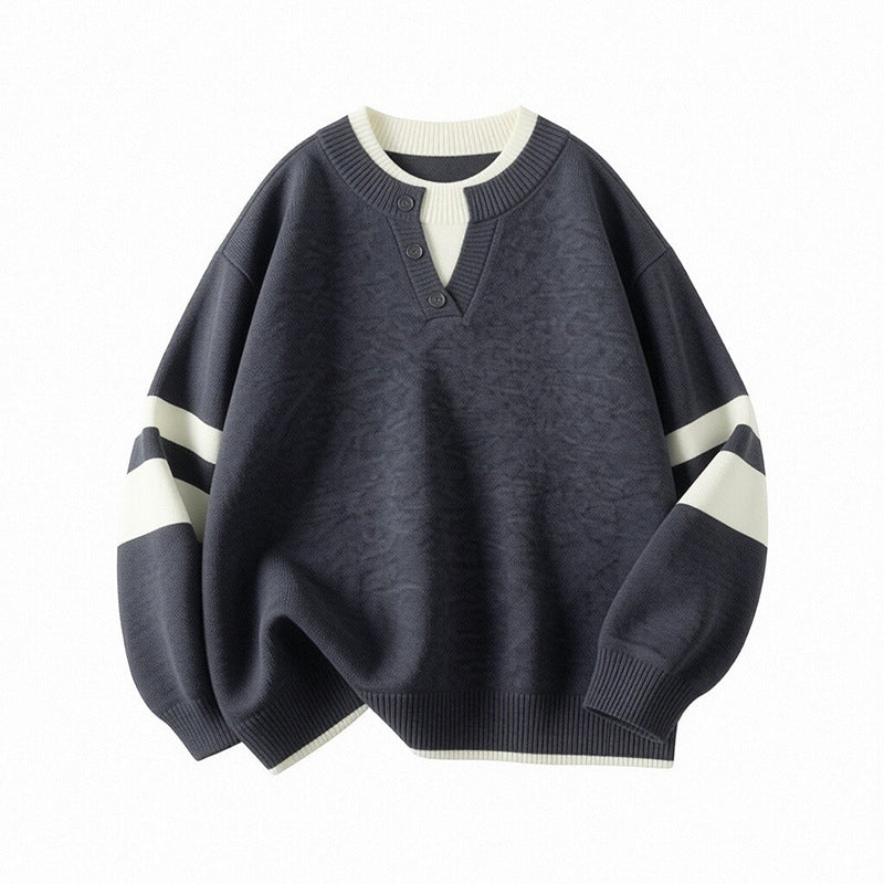 Damen Sportlicher Oversize-Pullover mit Knopfleiste Drune
