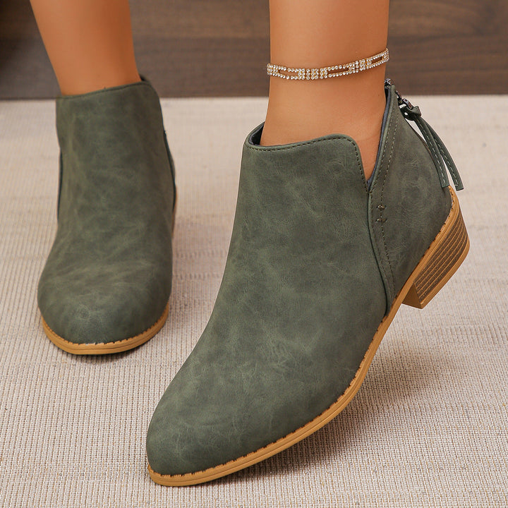 Damen modische Ankle Boots mit seitlichem Reißverschluss und geschmackvollem Design Drune