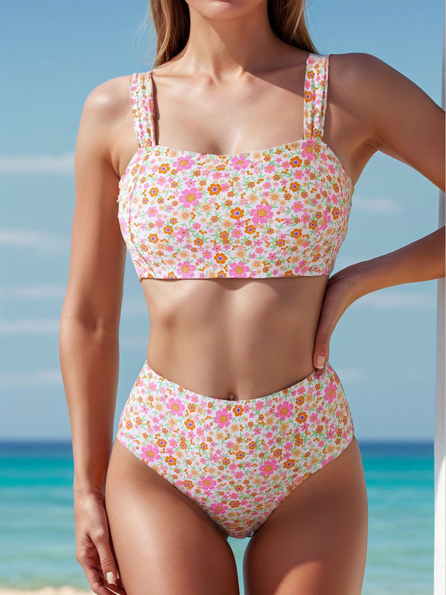 Damen Hochtailliertes Badeset mit floralem Muster Drune