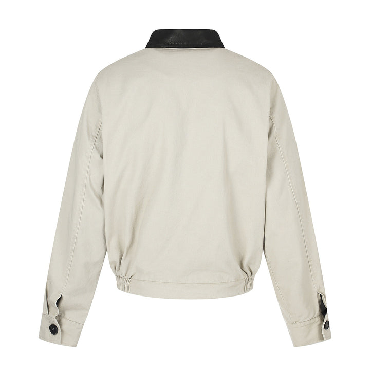 Herren Kurz geschnittener Boxy-Blouson mit asymmetrischer Knopfleiste, Taillengürtel und Kontrastkragen Drune