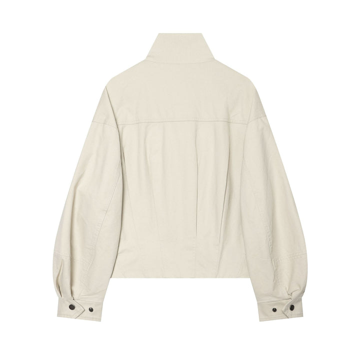 Damen Kurzblousonjacke im Oversize‑Look mit hohem Rippkragen, Tunnelzugtaillierung und Ballonärmeln Drune